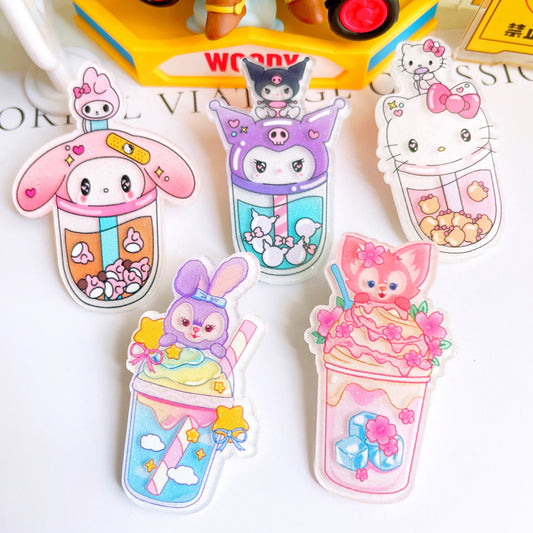 Sanrio&Stella&Linabell Boba Tea Large Acrylic Charms