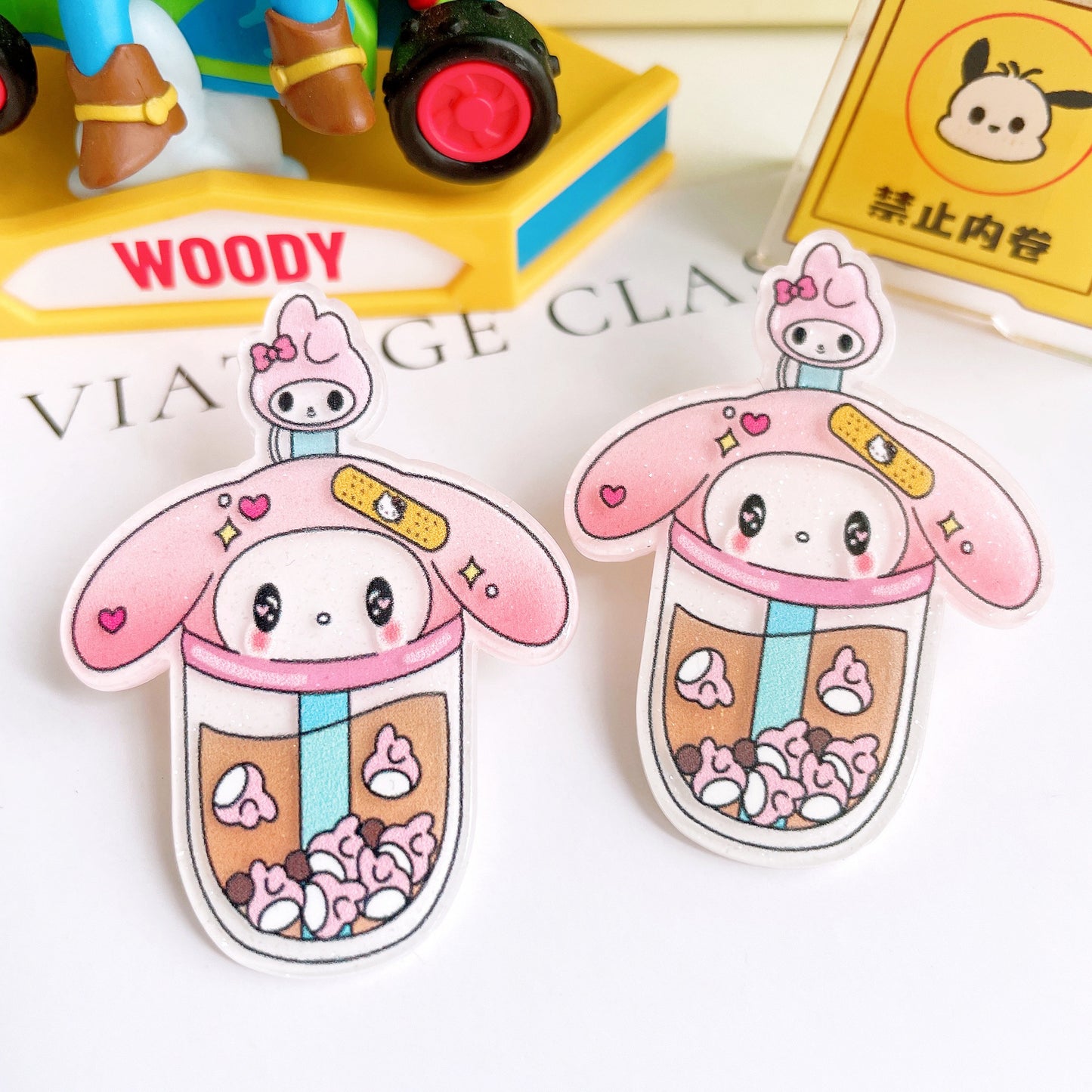 Sanrio&Stella&Linabell Boba Tea Large Acrylic Charms