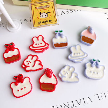 New - Cartoon Cute Rabbit Cherry Cake Charms