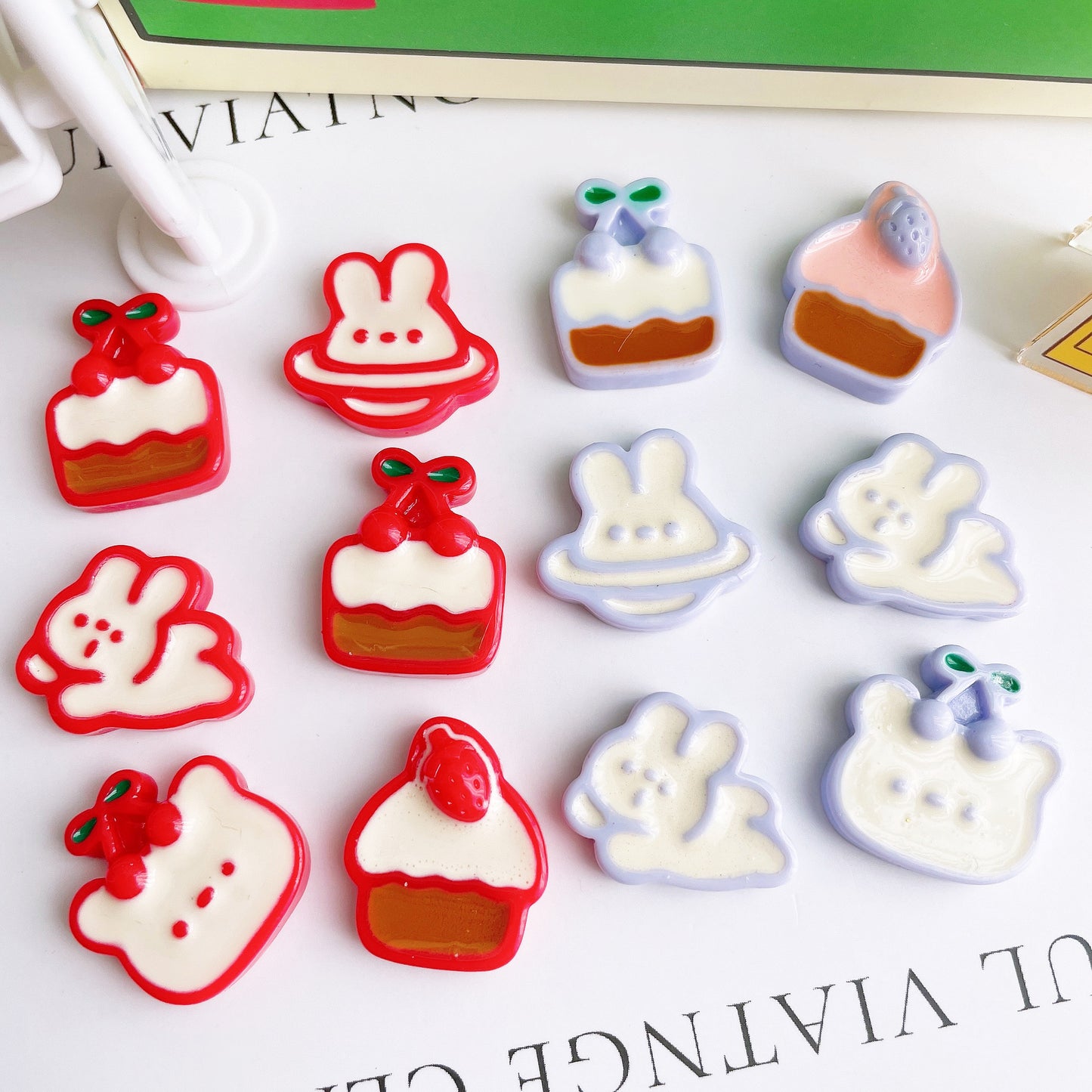 New - Cartoon Cute Rabbit Cherry Cake Charms